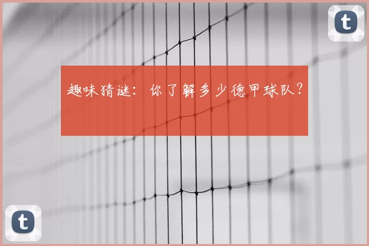 趣味猜谜：你了解多少德甲球队？